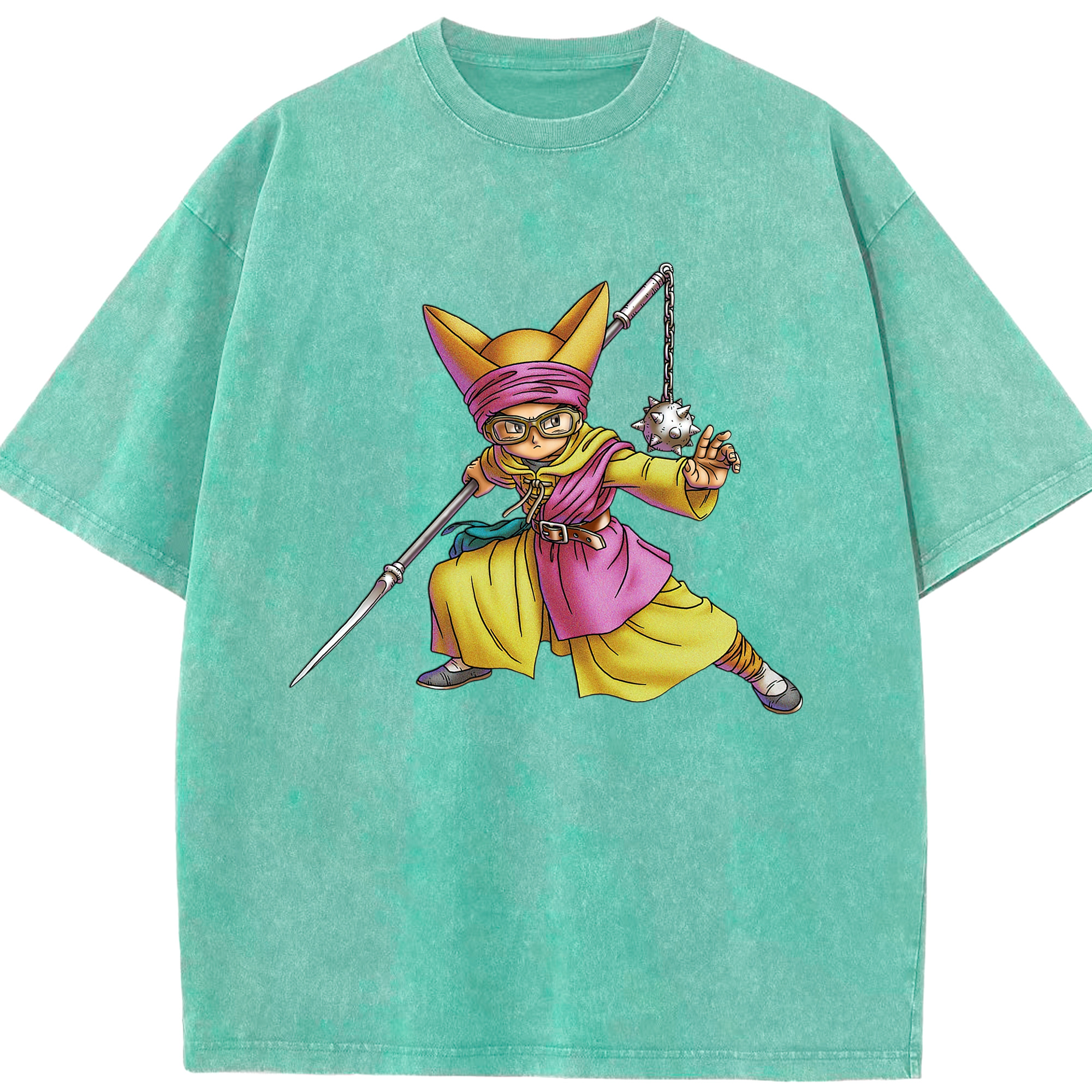 （画像用） ドラゴンクエスト Doragon Kuesuto Dragon Quest 綿100% ヴィンテージ風 半袖Tシャツ（フロントプリント）